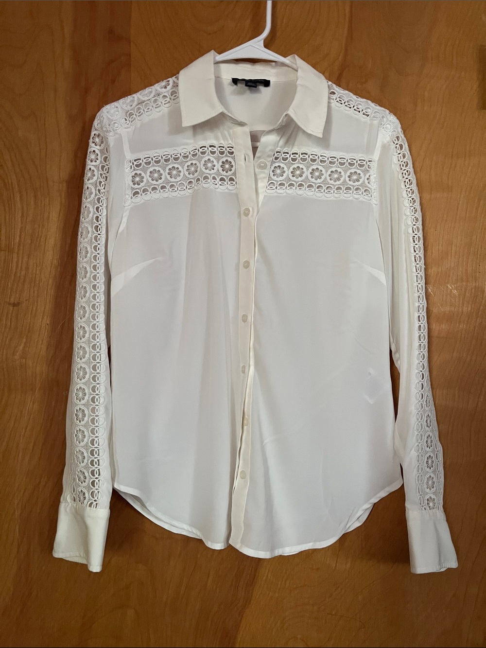 Tommy Hilfiger White Lace-Trim Button-Down Shirt